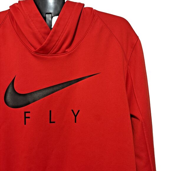Nike Men’s Size 2XL XXL Red FLY Pullover DRI-FIT Long Sleeve Hoodie Sweatshirt - Picture 4 of 10